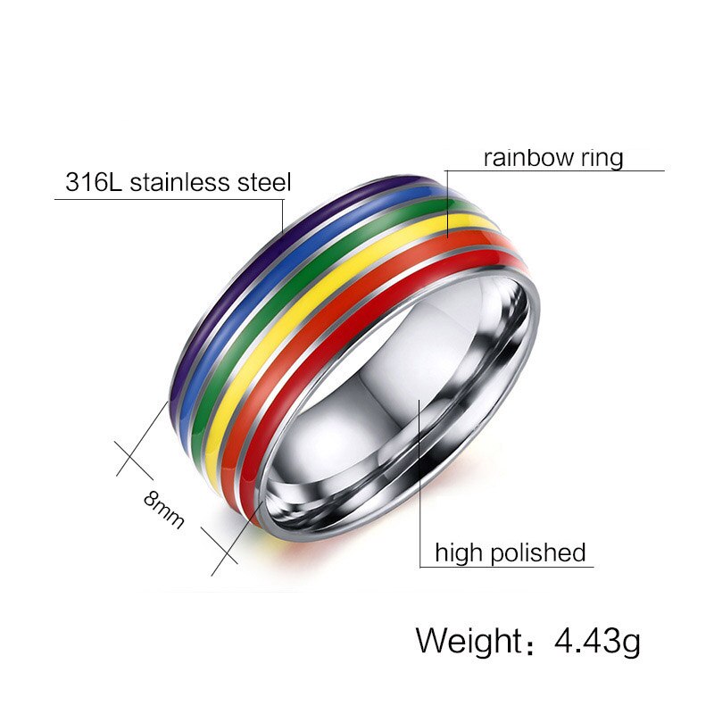Ring LGBT Pride Unisex rainbow ring in titanium 316L