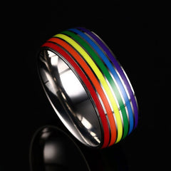 Ring LGBT Pride Unisex rainbow ring in titanium 316L