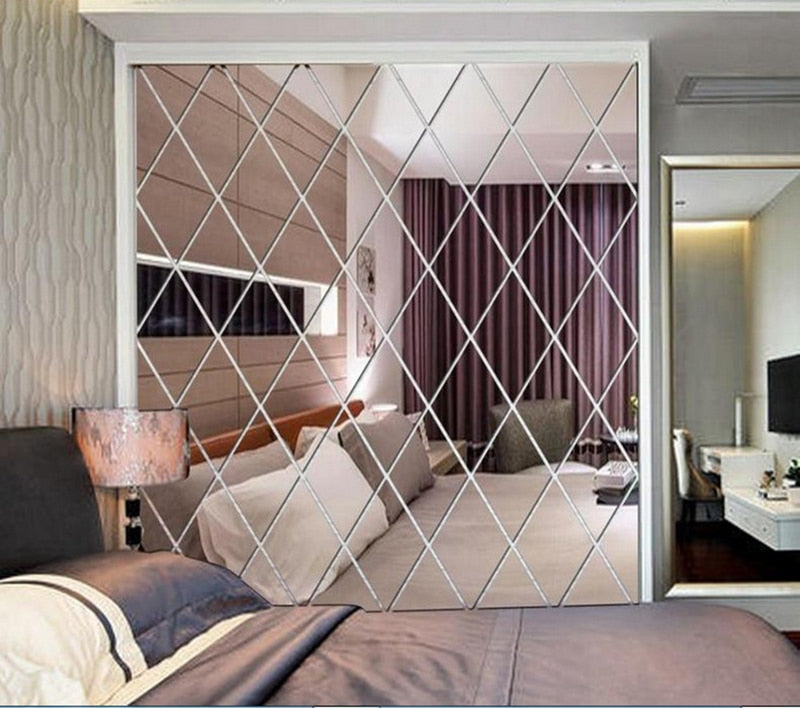 Mirror wall tile pack self adhesive Diamond design