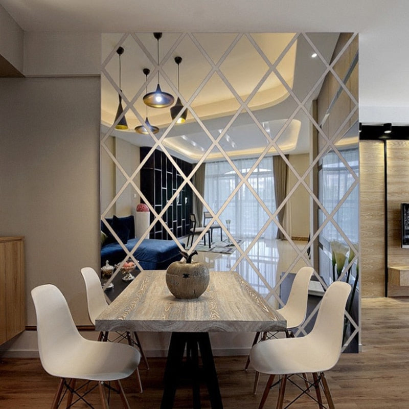 Mirror wall tile pack self adhesive Diamond design