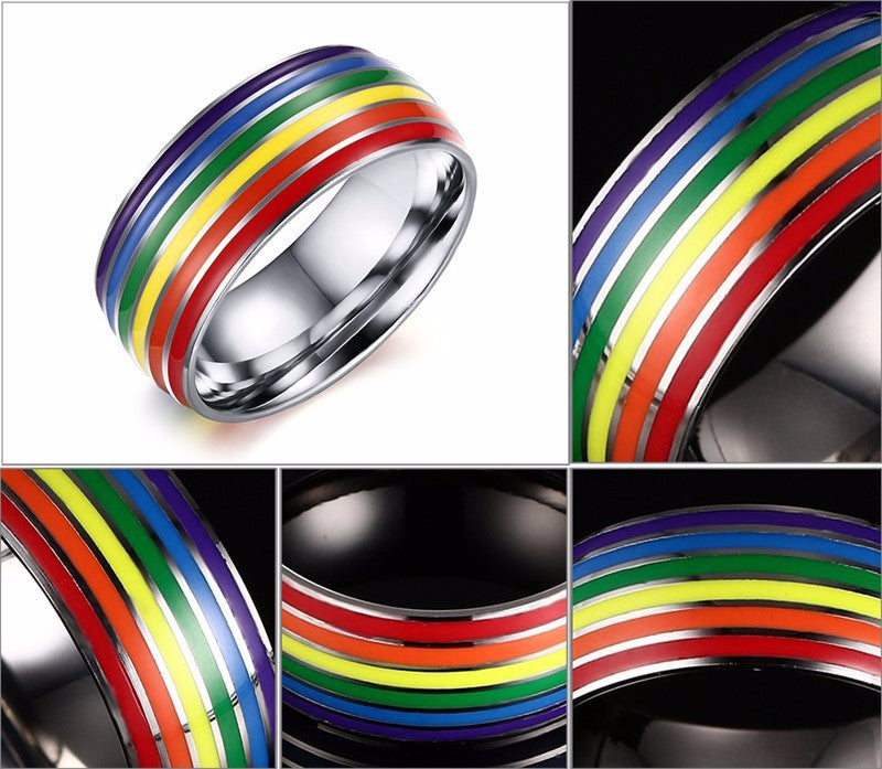 Ring LGBT Pride Unisex rainbow ring in titanium 316L