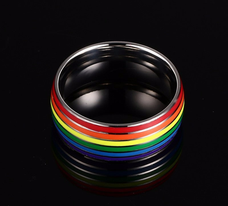 Ring LGBT Pride Unisex rainbow ring in titanium 316L