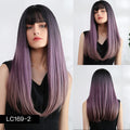 Synthetic wigs with fringe. Straight with dark roots 12 colours