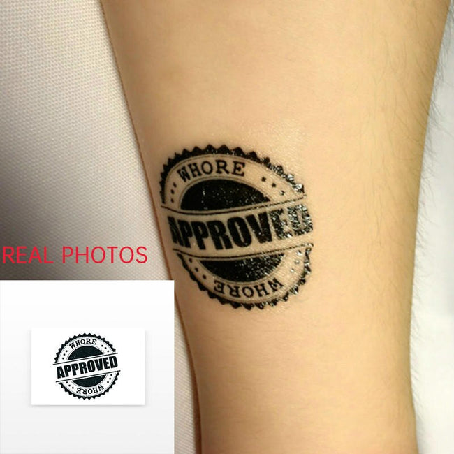 Temporary waterproof tattoos for BDSM slaves "Approved Whore"