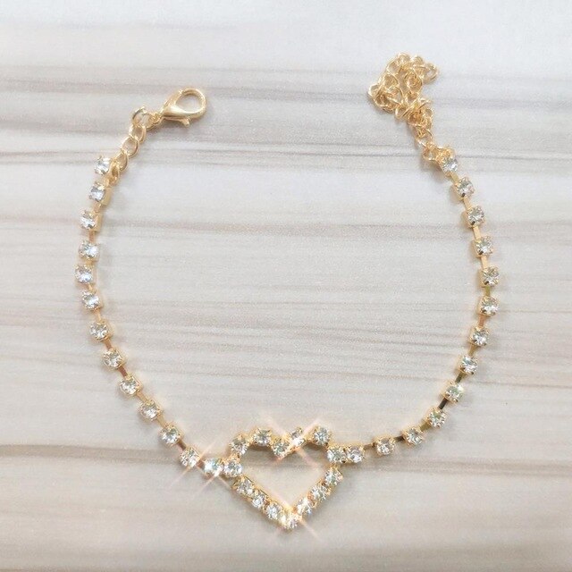 Anklet - Gold Heart with Rhinestones 3 options
