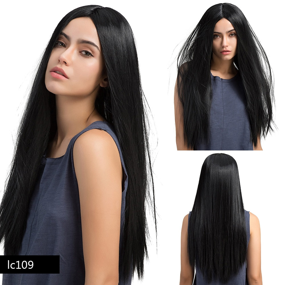Synthetic wigs with fringe. Straight with dark roots 12 colours