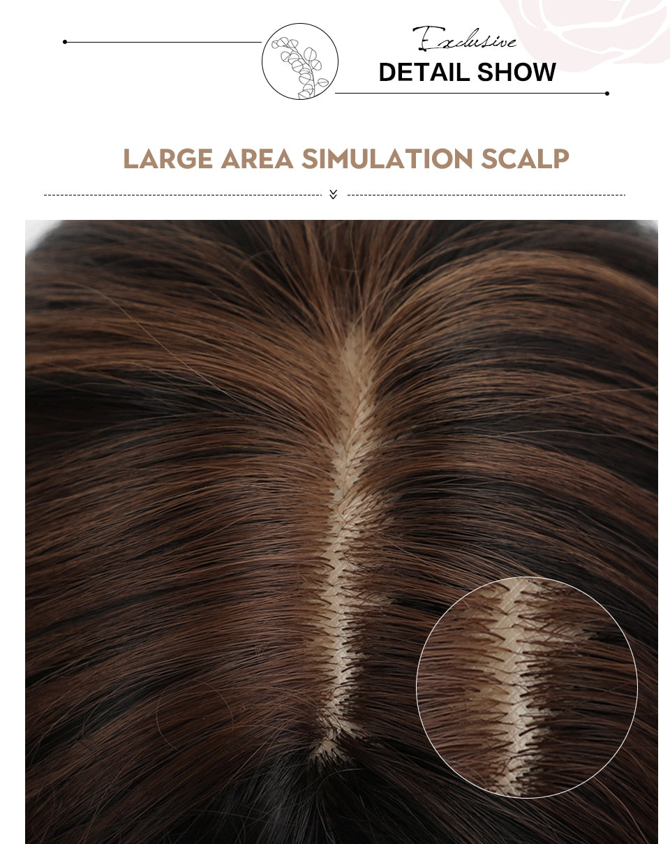 Synthetic wigs with fringe. Straight with dark roots 12 colours