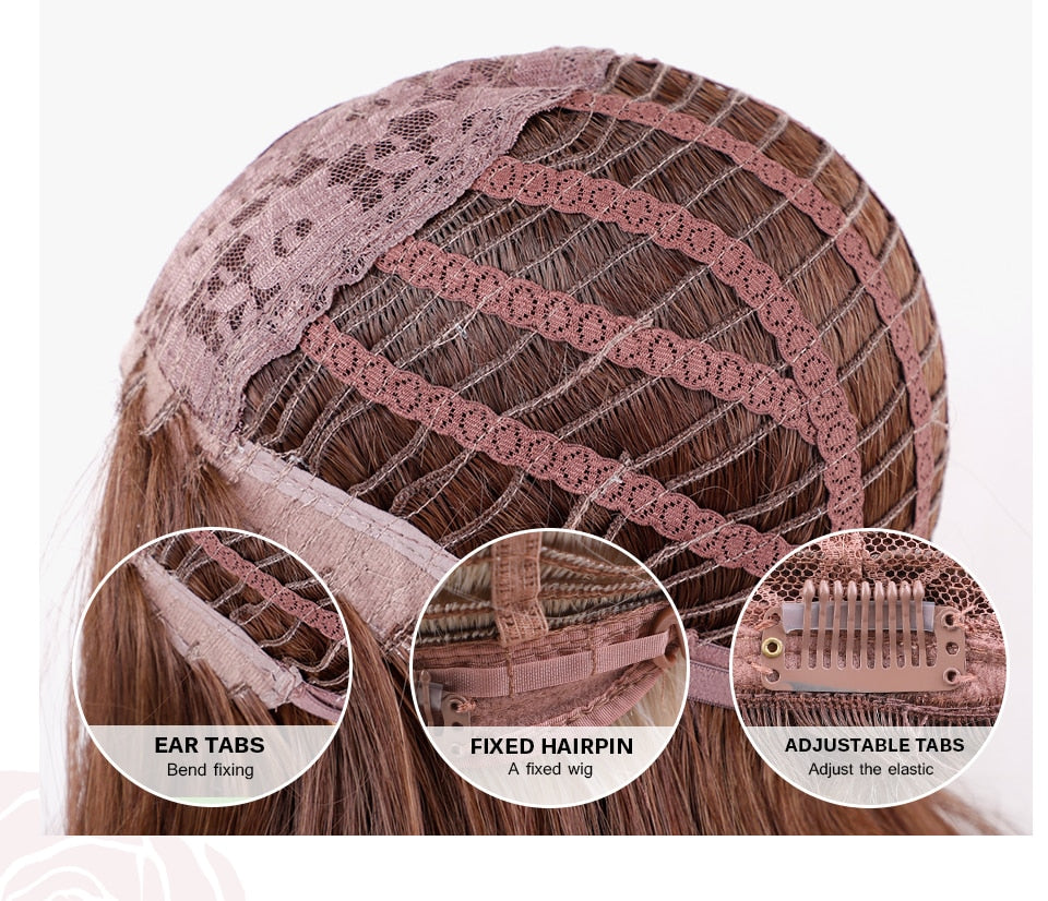 Synthetic wigs with fringe. Straight with dark roots 12 colours