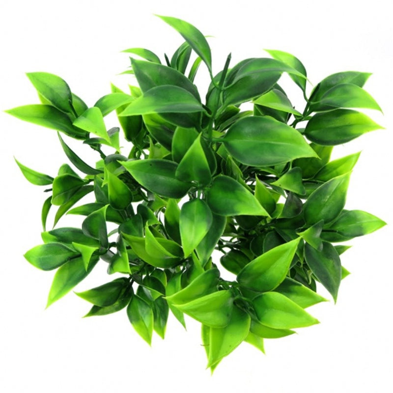 Green medium sized artificial plant 7 forks of foliage with approx. 35 leaves.