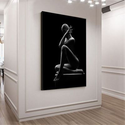 Sensual female silhouette photography reprinted on canvas.