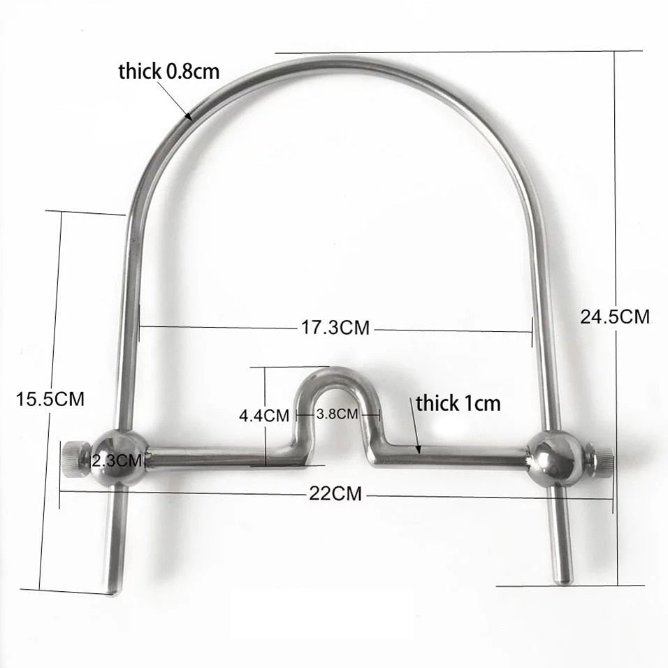 Stainless Steel Open Mouth Gag with Neck Collar