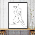 Naked woman line art print
