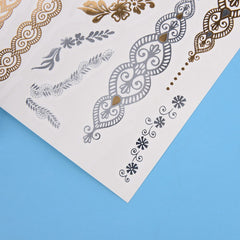 Temporary GOLD & SILVER body tattoos for women various designs per sheet