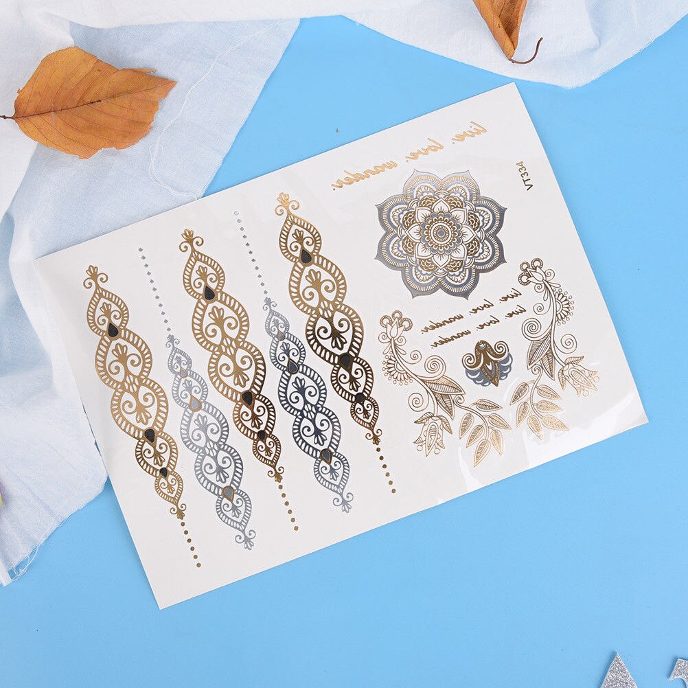 Temporary GOLD & SILVER body tattoos for women various designs per sheet