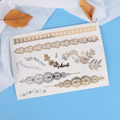 Temporary GOLD & SILVER body tattoos for women various designs per sheet
