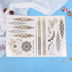 Temporary GOLD & SILVER body tattoos for women various designs per sheet