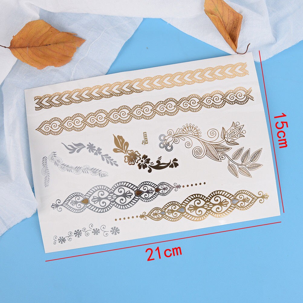 Temporary GOLD & SILVER body tattoos for women various designs per sheet