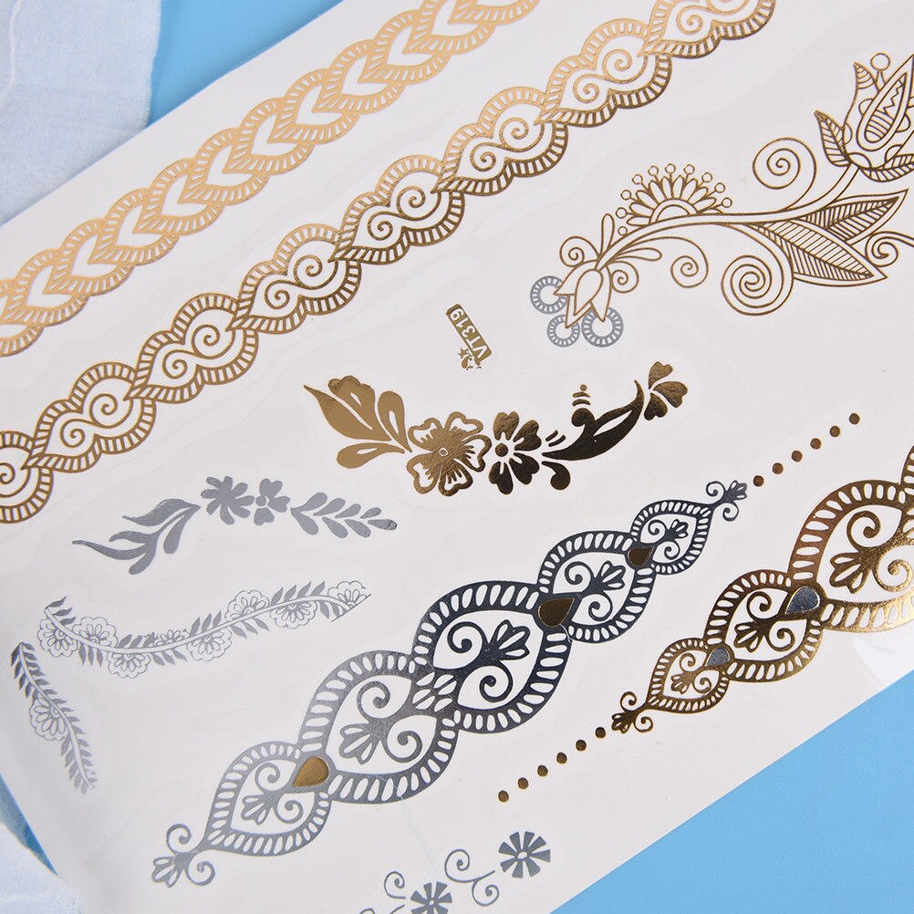 Temporary GOLD & SILVER body tattoos for women various designs per sheet