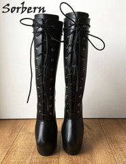 Sorbern Hoof Heel mid-calf boot. Pointed toe extreme heels for Pony play & BDSM
