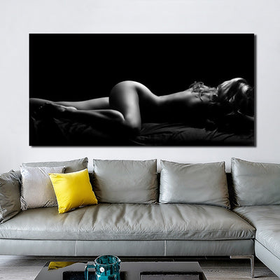 The beautiful lines of the female form. Studio photography printed on canvas. 1 of 2.