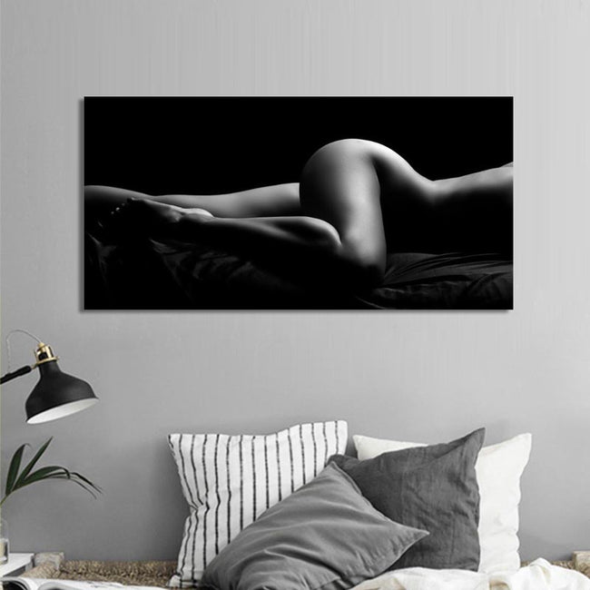 The beautiful lines of the female form. Studio photography printed on canvas. 2 of 2.