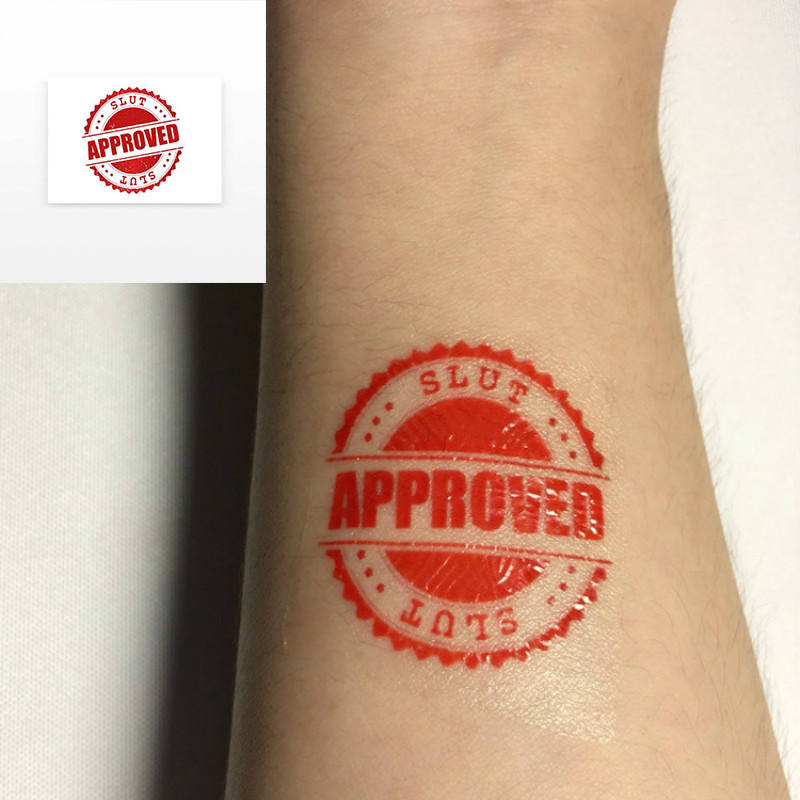 Temporary waterproof tattoos for BDSM slaves "Approved Slut"