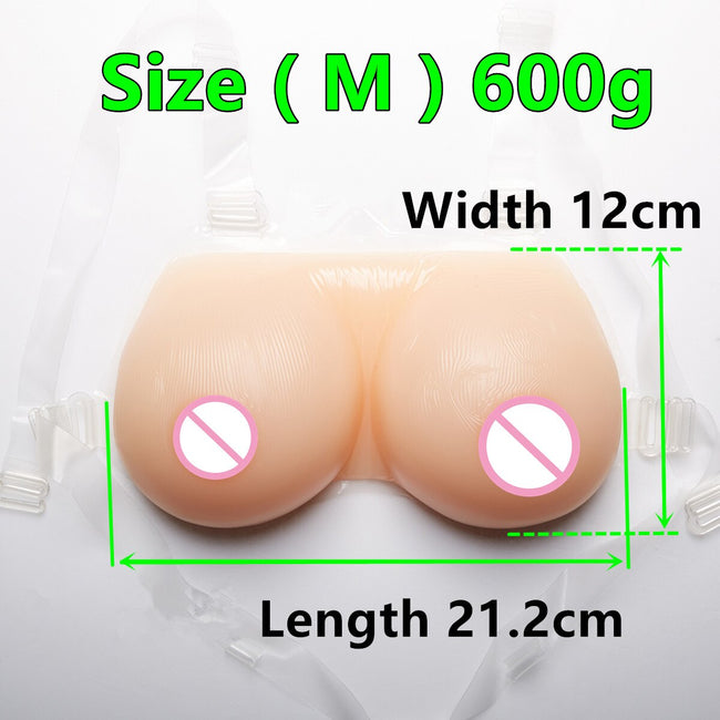 Shoulder strap silicone breasts one-piece B cup.