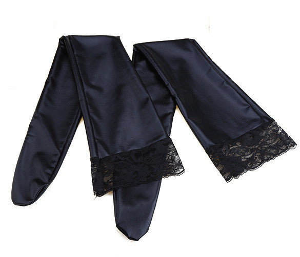 PVC thigh high stockings. Lace or plain top. 4 Colours.