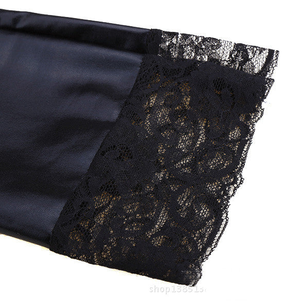 PVC thigh high stockings. Lace or plain top. 4 Colours.