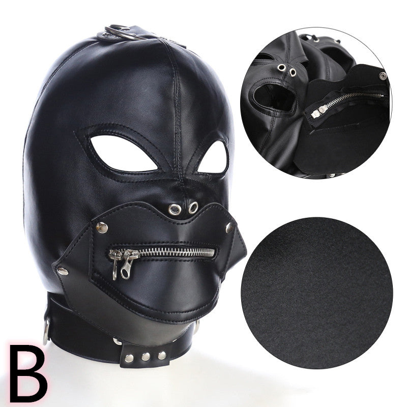 PU Leather Hood for BDSM Style B