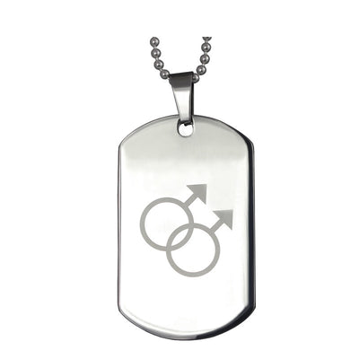 Necklace LGBT Pride twin Mars symbol dog tag in Silver.