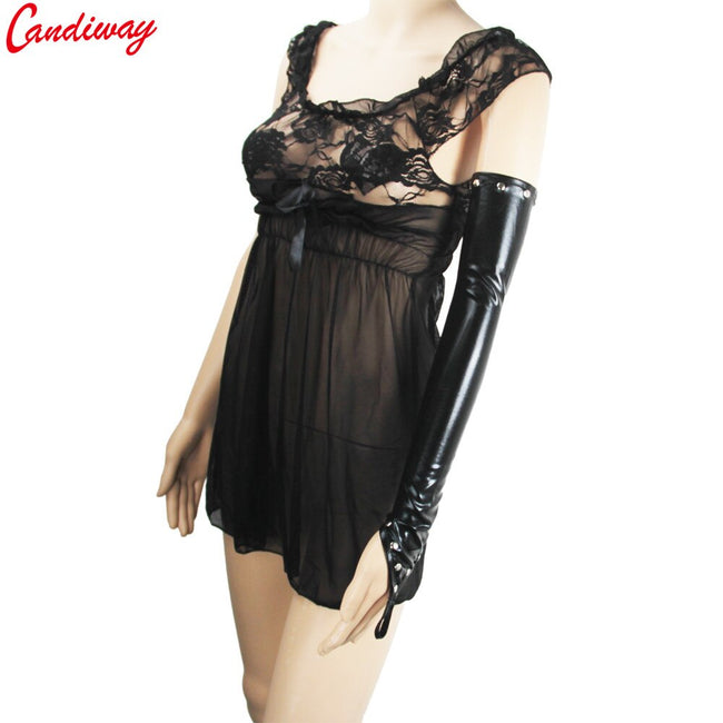 Latex fingerless gloves, elbow length by Candyway