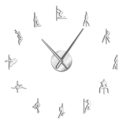 Pole Dance Girls Wall Clock self adhesive arms and figures
