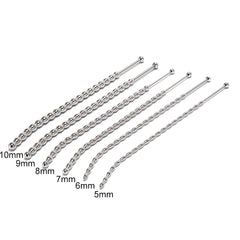 Stainless steel urethral sounds. Curved ends.