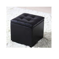 Square stool 40cm with storage in leather or synthetic