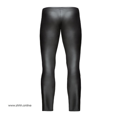 Sexy Wetlook Pants With Hot PVC Details - M