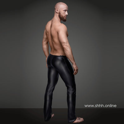 Sexy Wetlook Pants With Hot PVC Details - S